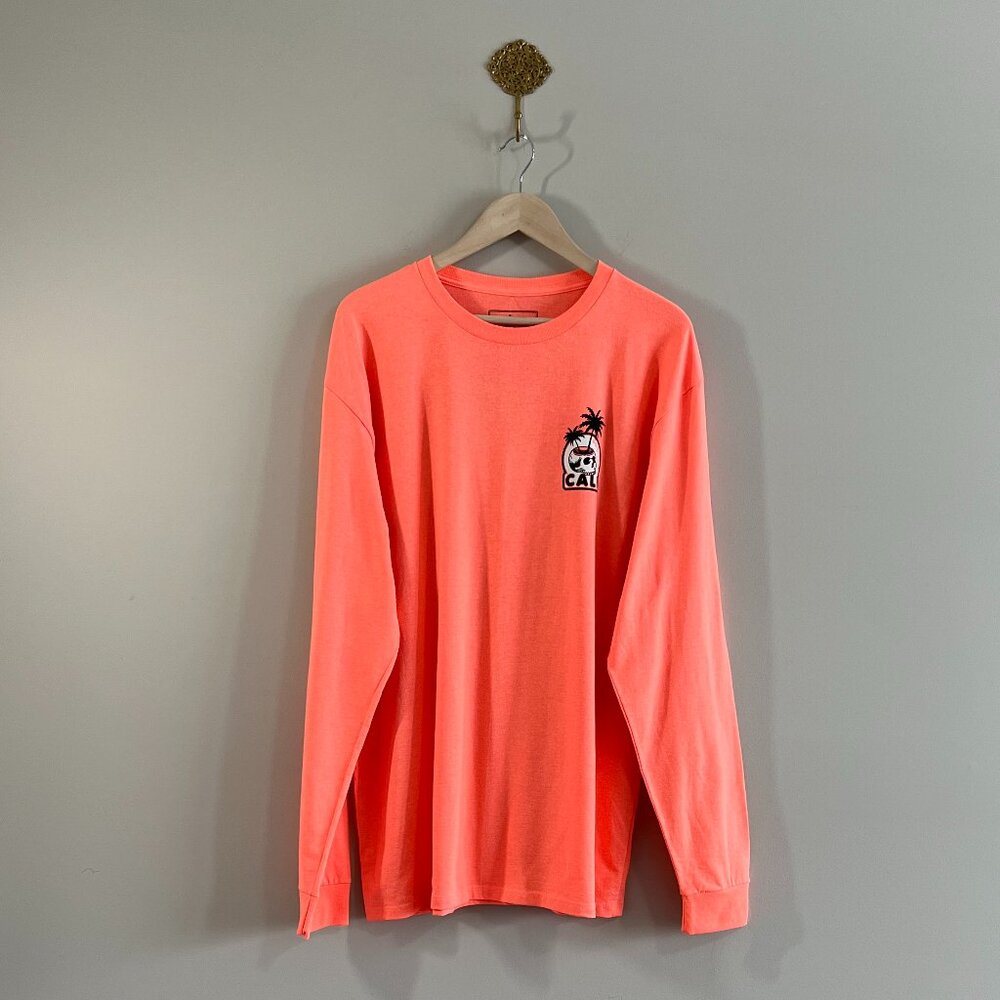 NWT Urban Pipeline Cali Skull Palm Long Sleeve Graphic Tee Neon Coral XL